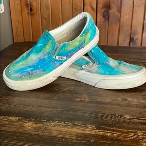 AWESOME VANS SLIP - ON KICKS CELESTIAL SWIRLS